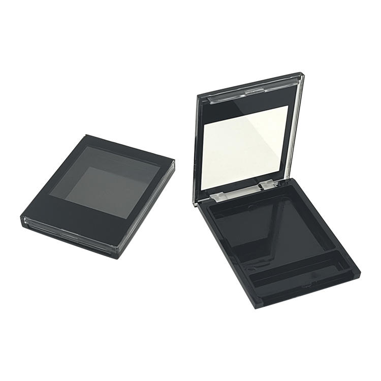 Y134 Variedades de mini paleta de sombra de ojos negra con placa interna con ranura para cepillo, varias placas internas reemplazables, color personalizado
